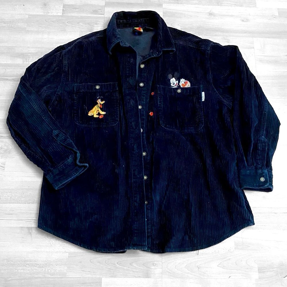 Disney Mickey Long Sleeve Corduroy Shirt Size Large - Picture 5 of 9